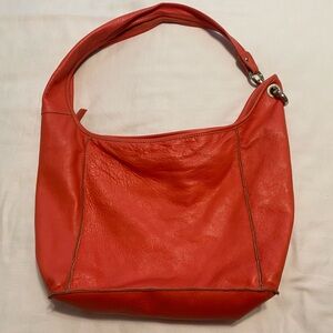Salmon/Coral INNUE Genuine Leather Zip Shoulder Bag Made in Italy